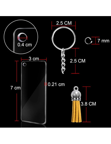 Set de 120 Piezas Llavero Acrílico Duufin con Borlas