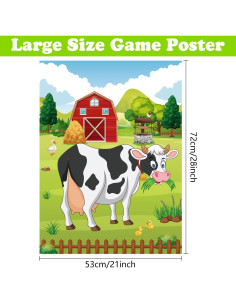 Juego de Fiesta para Niños PLULON Vaca con Póster y Pegatinas 2