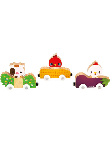 Juguete de Empuje Janod Ferrocarril de Animales de Granja