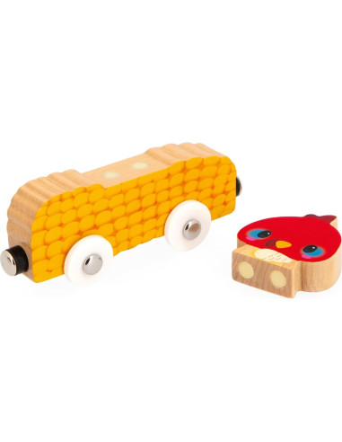 Juguete de Empuje Janod Ferrocarril de Animales de Granja