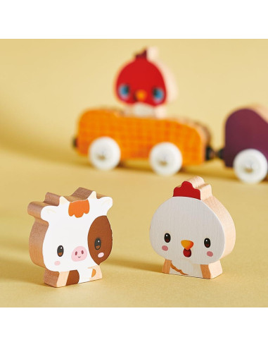 Juguete de Empuje Janod Ferrocarril de Animales de Granja