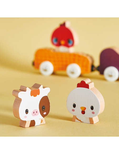 Juguete de Empuje Janod Ferrocarril de Animales de Granja