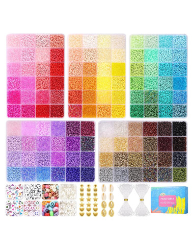 Kit de Joyería Funtopia 37000 Piezas 3mm Perlas de Vidrio