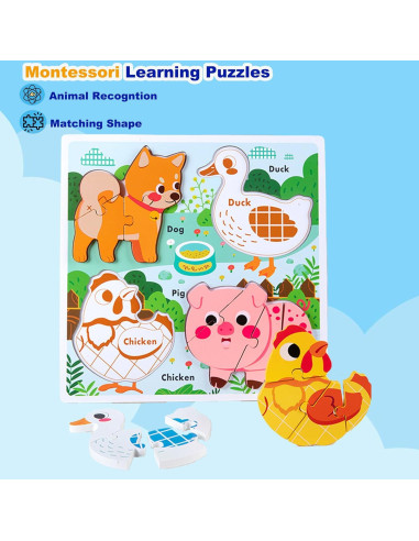 Rompecabezas de Madera de Animales HT HONOR 30x30 cm