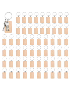 60 Llaveros de Madera en Blanco Josojoou 5.5x4cm para DIY