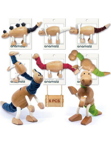 Set de Juguetes de Madera Anamalz Dinosaurios 6 Figuras