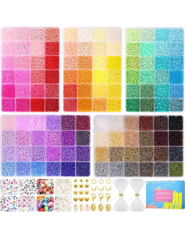 Kit de Joyería Funtopia 37000 Piezas 3mm Perlas de Vidrio