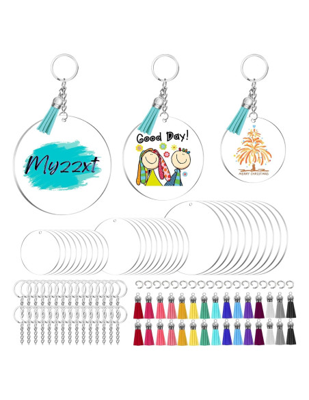 Set de 150 Llaveros Acrílicos en Blanco Myzzxt - Tamaños Mixtos