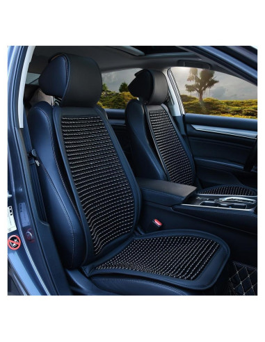 Cojín de Asiento de Coche de Madera Blueshyhall - 2 Pcs Negro