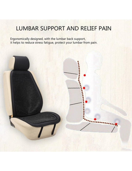 Cojín de Asiento de Coche de Madera Blueshyhall - 2 Pcs Negro