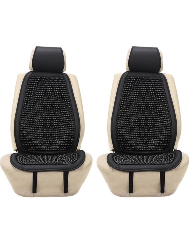 Cojín de Asiento de Coche de Madera Blueshyhall - 2 Pcs Negro