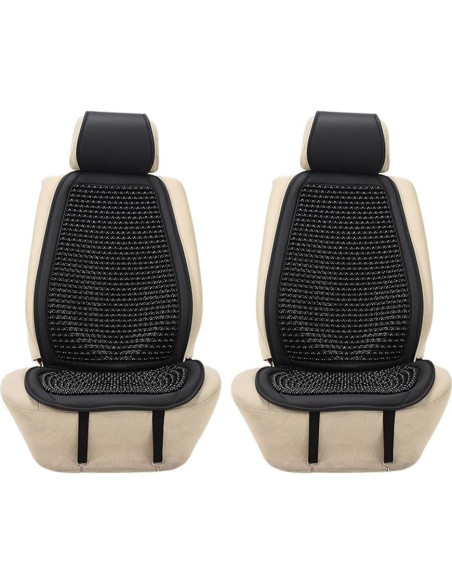 Cojín de Asiento de Coche de Madera Blueshyhall - 2 Pcs Negro