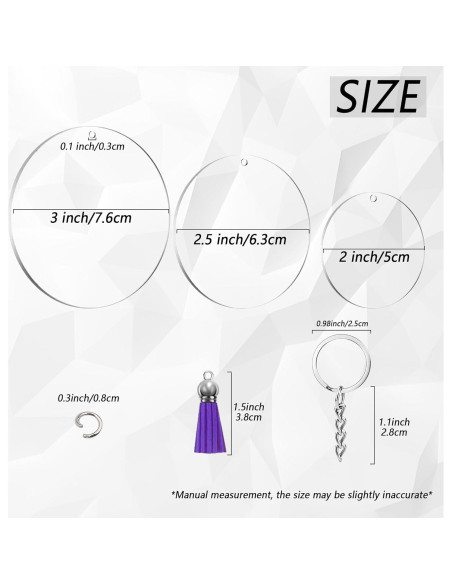 Set de 150 Llaveros Acrílicos en Blanco Myzzxt - Tamaños Mixtos