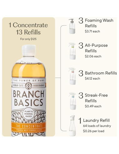 Kit de Limpieza Premium Branch Basics Vidrio 5 Botellas + Concentrado