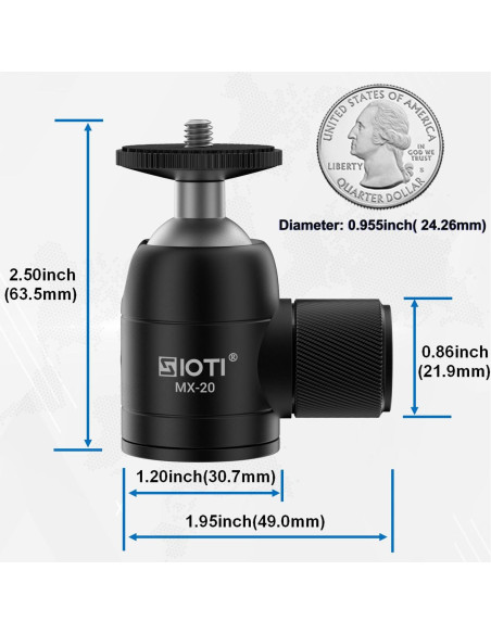 Cabezal de Bola Mini SIOTI 360 para Cámara y Teléfono