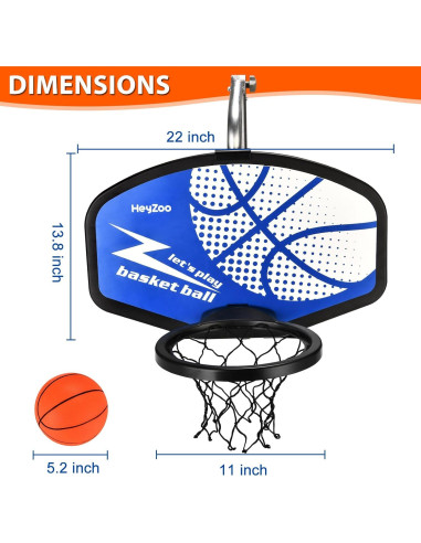 Aro de Baloncesto HeyZoo para Trampolín Ajustable con Pelotas