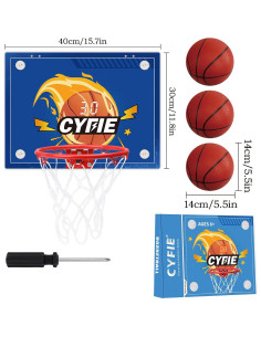 Aro de Baloncesto Mini Interior Cyfie con Ventosa Azul 61x41cm 2