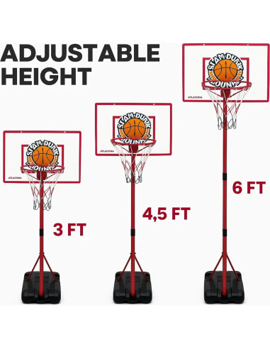 Aro de Baloncesto Ajustable Atlasonix para Niños 4-8 Años