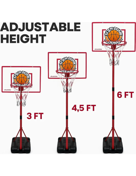 Aro de Baloncesto Ajustable Atlasonix para Niños 4-8 Años