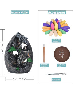Soporte de Incienso de Retroceso jessie con 120 Conos y 30 Varitas 2