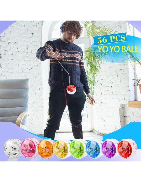 56 Pelotas Yo-Yo Iluminadas LED Flahard para Niños