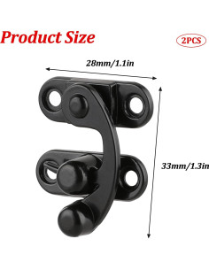 2 Ganchos Antiguos de Cierre Vintage MOZEAT 33x29mm Negro 2