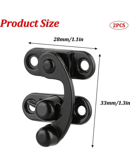 2 Ganchos Antiguos de Cierre Vintage MOZEAT 33x29mm Negro