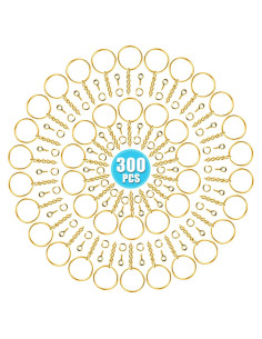 Kit de Anillos para Llaveros PAXCOO 300 Piezas Dorado