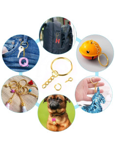 Kit de Anillos para Llaveros PAXCOO 300 Piezas Dorado 2