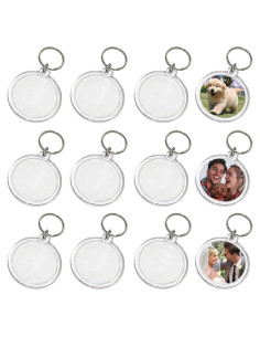 25 Llaveros de Foto Acrílico Transparente Redondos 4.2 cm