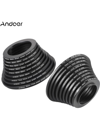 Kit de Filtros de Lente Andoer 18 Piezas Anillos Adaptadores
