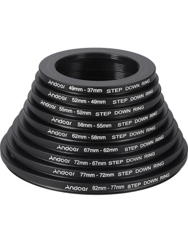 Kit de Filtros de Lente Andoer 18 Piezas Anillos Adaptadores