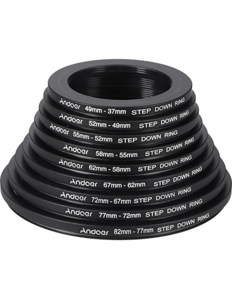 Kit de Filtros de Lente Andoer 18 Piezas Anillos Adaptadores