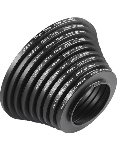Kit de Filtros de Lente Andoer 18 Piezas Anillos Adaptadores