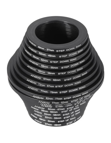 Kit de Filtros de Lente Andoer 18 Piezas Anillos Adaptadores