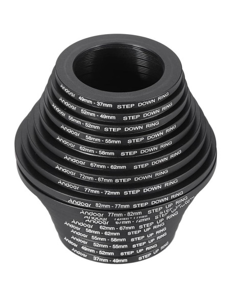 Kit de Filtros de Lente Andoer 18 Piezas Anillos Adaptadores