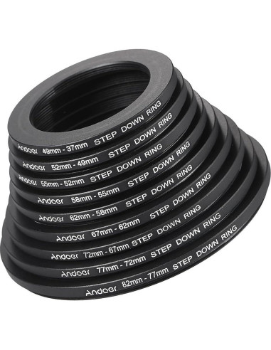 Kit de Filtros de Lente Andoer 18 Piezas Anillos Adaptadores