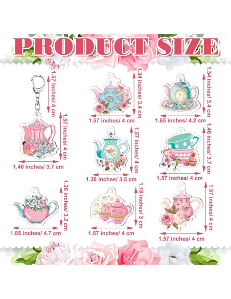48 Llaveros de Fiesta de Té Tondiamo Floral Vintage