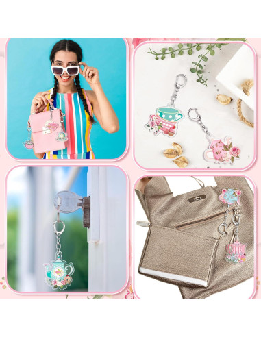 48 Llaveros de Fiesta de Té Tondiamo Floral Vintage