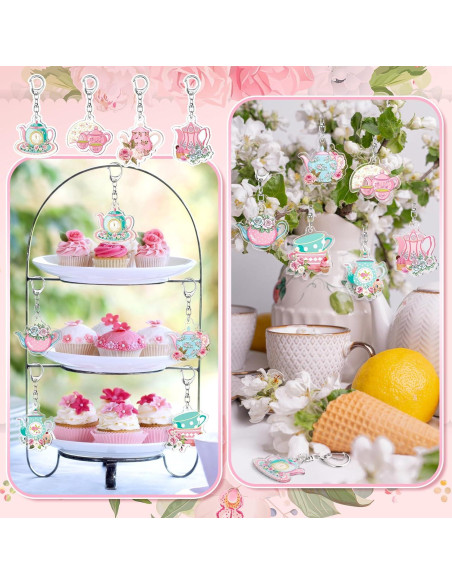 48 Llaveros de Fiesta de Té Tondiamo Floral Vintage