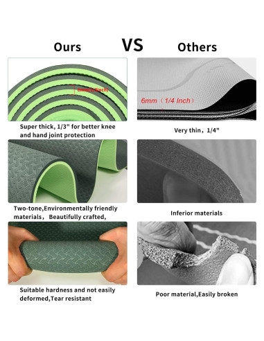 Estera de Yoga QMKGEC 8mm Antideslizante Ecológica 182.88x60.96cm