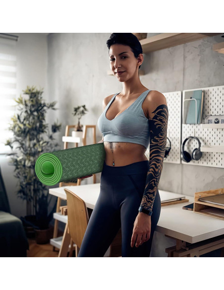 Estera de Yoga QMKGEC 8mm Antideslizante Ecológica 182.88x60.96cm