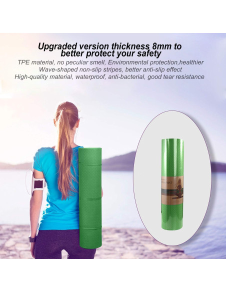 Estera de Yoga QMKGEC 8mm Antideslizante Ecológica 182.88x60.96cm