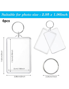 Llavero de Foto Personalizable ZHLISHQINJJ 6 Pcs 7.62x5.08 cm 2