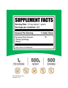 Extracto de Raíz de Ginseng en Polvo BulkSupplements 500g 2