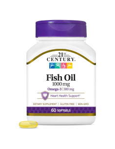 Aceite de Pescado Omega-3 21st Century 1000 mg 180 Cápsulas