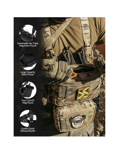 Arnés Táctico VOTAGOO Modular Ajustable con Bolsa Revistas 5.56/7.62