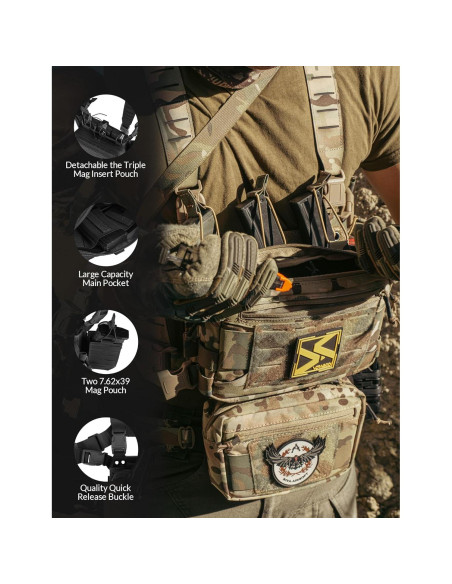 Arnés Táctico VOTAGOO Modular Ajustable con Bolsa Revistas 5.56/7.62