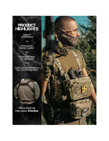 Arnés Táctico VOTAGOO Modular Ajustable con Bolsa Revistas 5.56/7.62