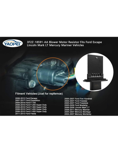 Resistor Ventilador HVAC YAOPEI para Ford Escape, F-150, Mustang